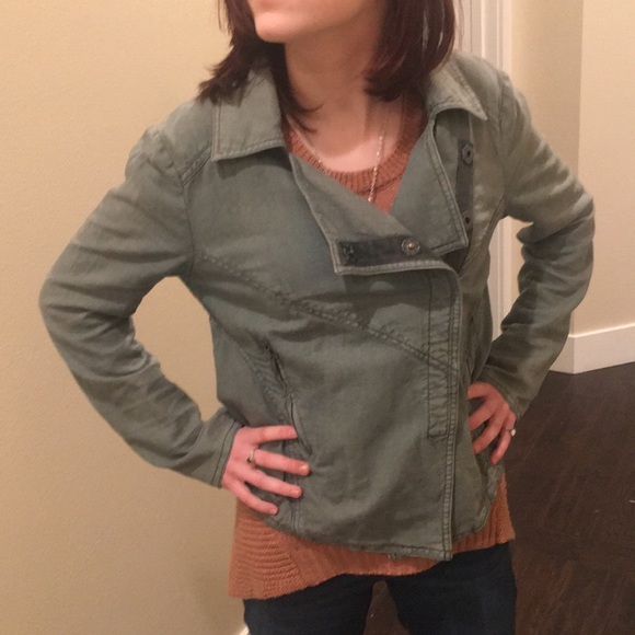 Olive Green Linen Jacket Free People XS Adore! - Picture 8 of 8